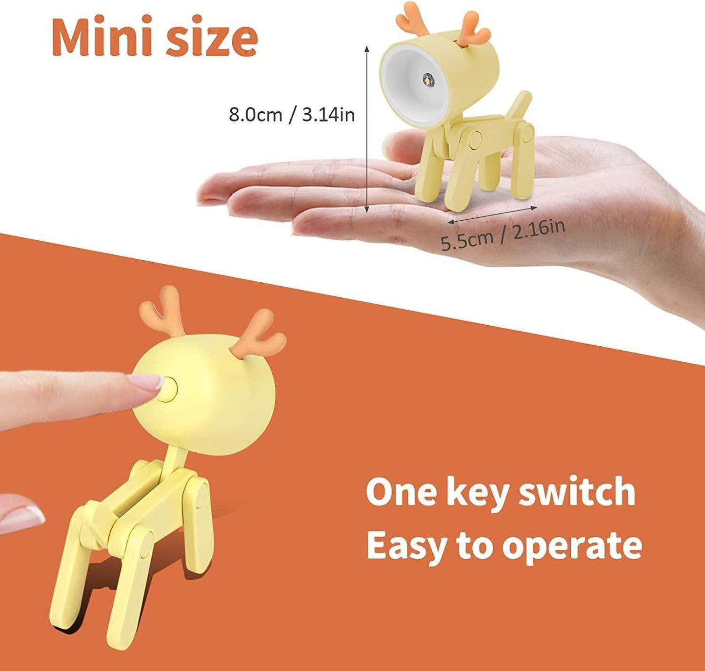 Mini LED Desk Lamp – Cute Deer-Shaped Night Light for Study, Bedside & Decor