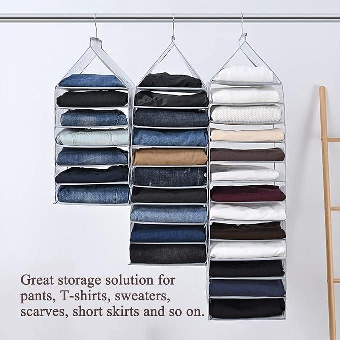 Hanging Closet Foldable Organizer – 6-Slot PVC Mesh Wardrobe Storage