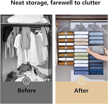 Hanging Closet Foldable Organizer – 6-Slot PVC Mesh Wardrobe Storage