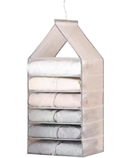 Hanging Closet Foldable Organizer – 6-Slot PVC Mesh Wardrobe Storage