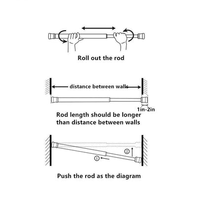 Drill-Free Adjustable Stainless Steel Rod – Tension Rod for Curtains, Showers & Storage