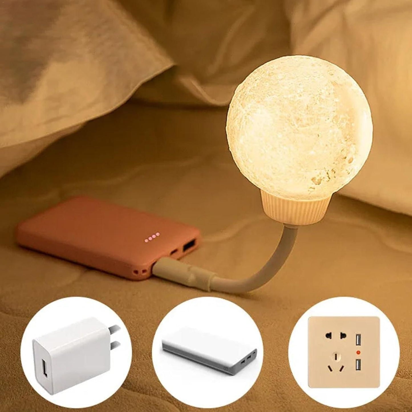 Moon LED Night Light – 3D Moon Lamp for Bedroom, Home & Office (1 Pc)