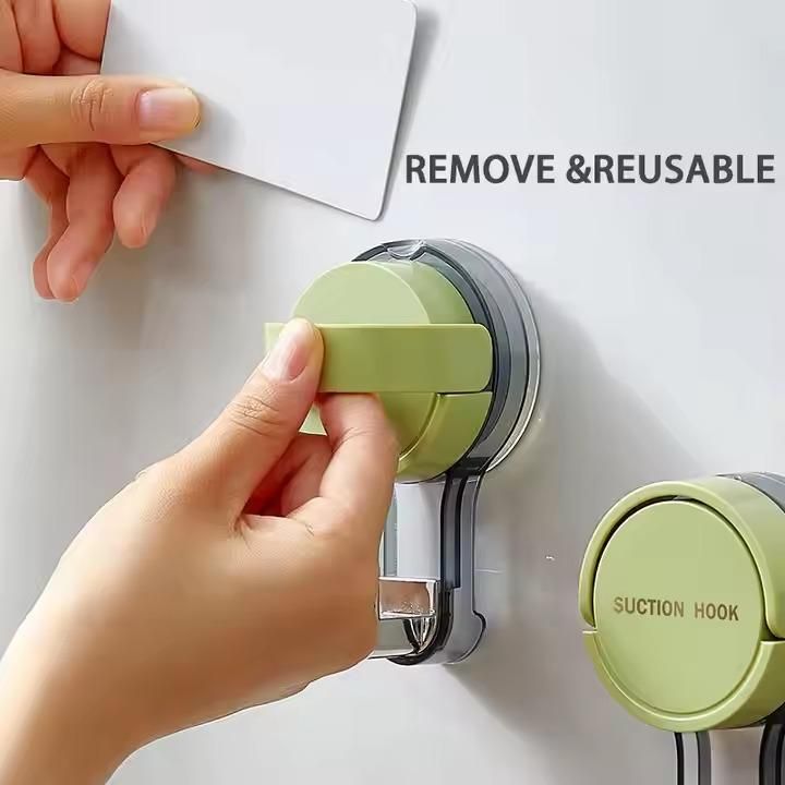 Heavy-Duty Suction Wall Hooks (2 Pcs) – No Drilling, Waterproof & Reusable