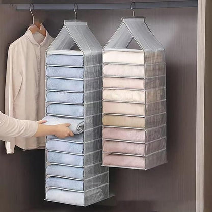 Hanging Closet Foldable Organizer – 6-Slot PVC Mesh Wardrobe Storage