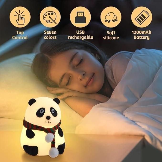 Cute Panda Touch Lamp for Kids – 7-Color Silicone Night Light